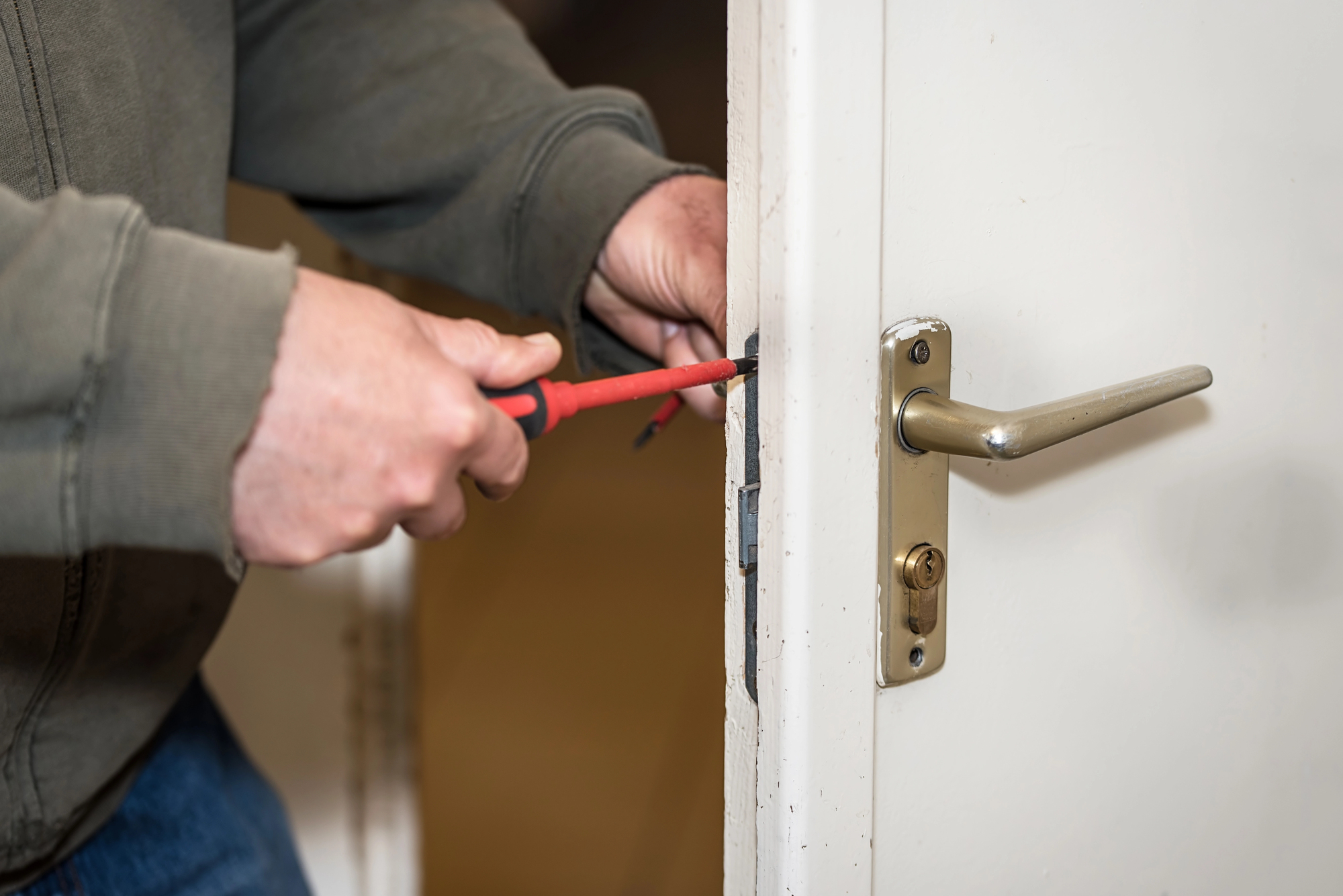 Commercial locksmith on a business door